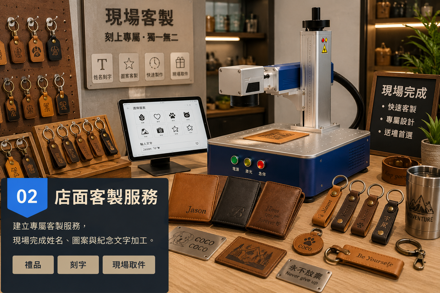 雷射雕刻店面客製服務